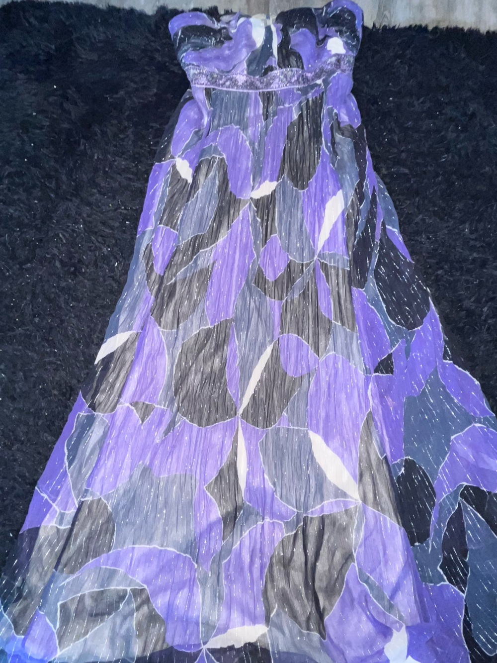 BCBGMaxAzria Purple and Black Printed Maxi Dress